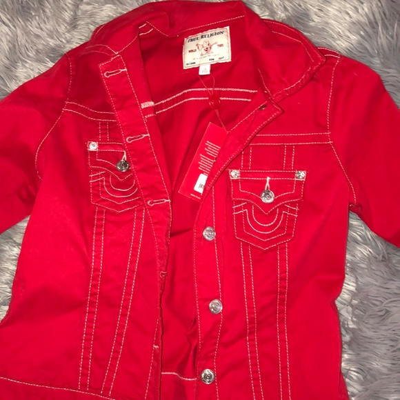 true religion red jean jacket